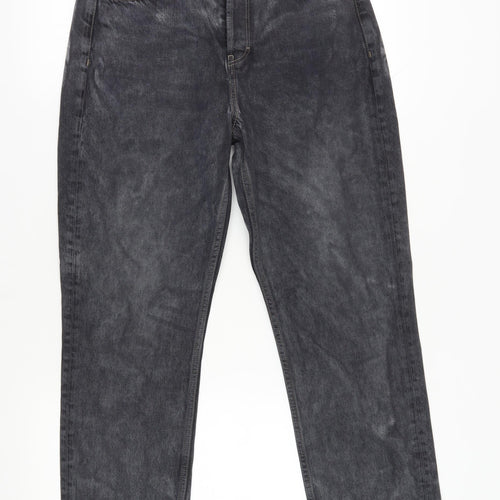 Topshop Women's Grey Straight-Leg Jeans L