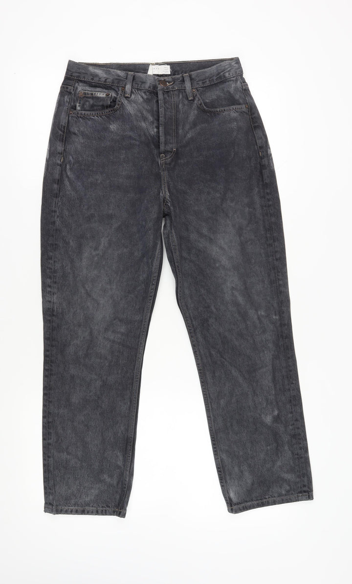 Topshop Women's Grey Straight-Leg Jeans L