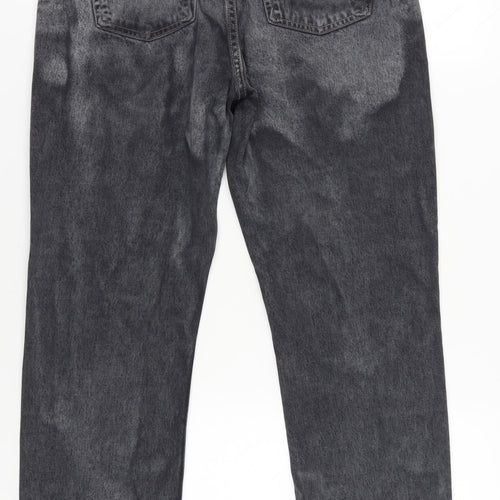 Topshop Women's Grey Straight-Leg Jeans L
