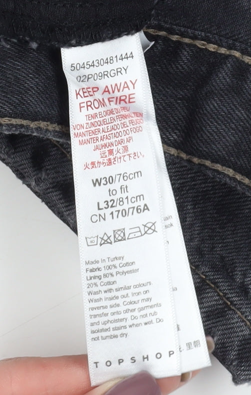 Topshop Women's Grey Straight-Leg Jeans L