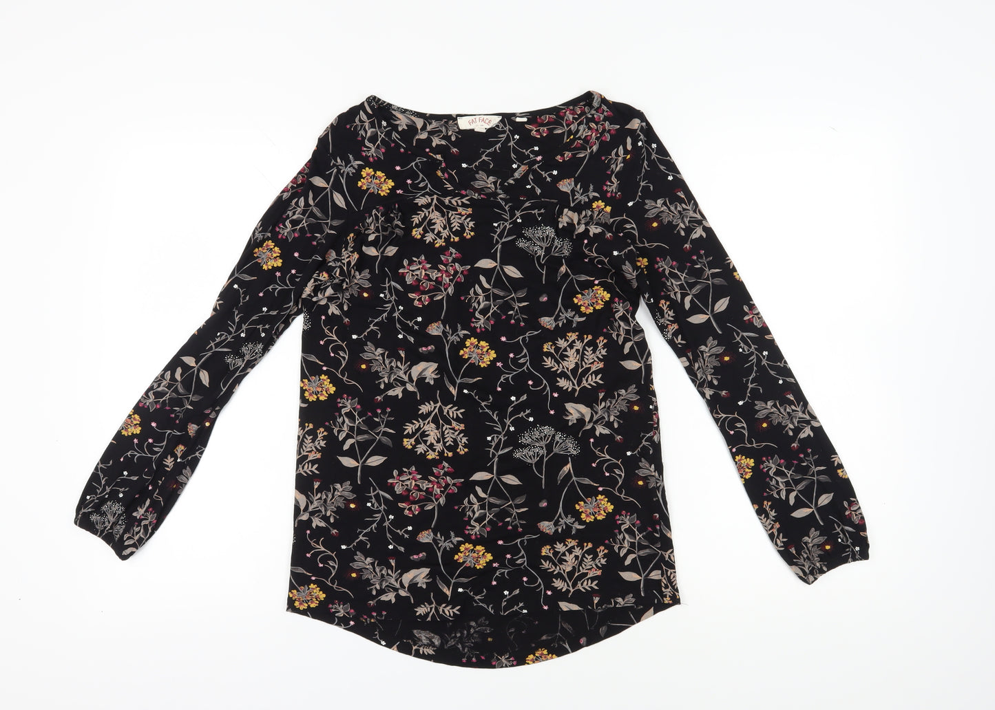Fat Face Women's Black Floral Tunic Blouse, Size 8