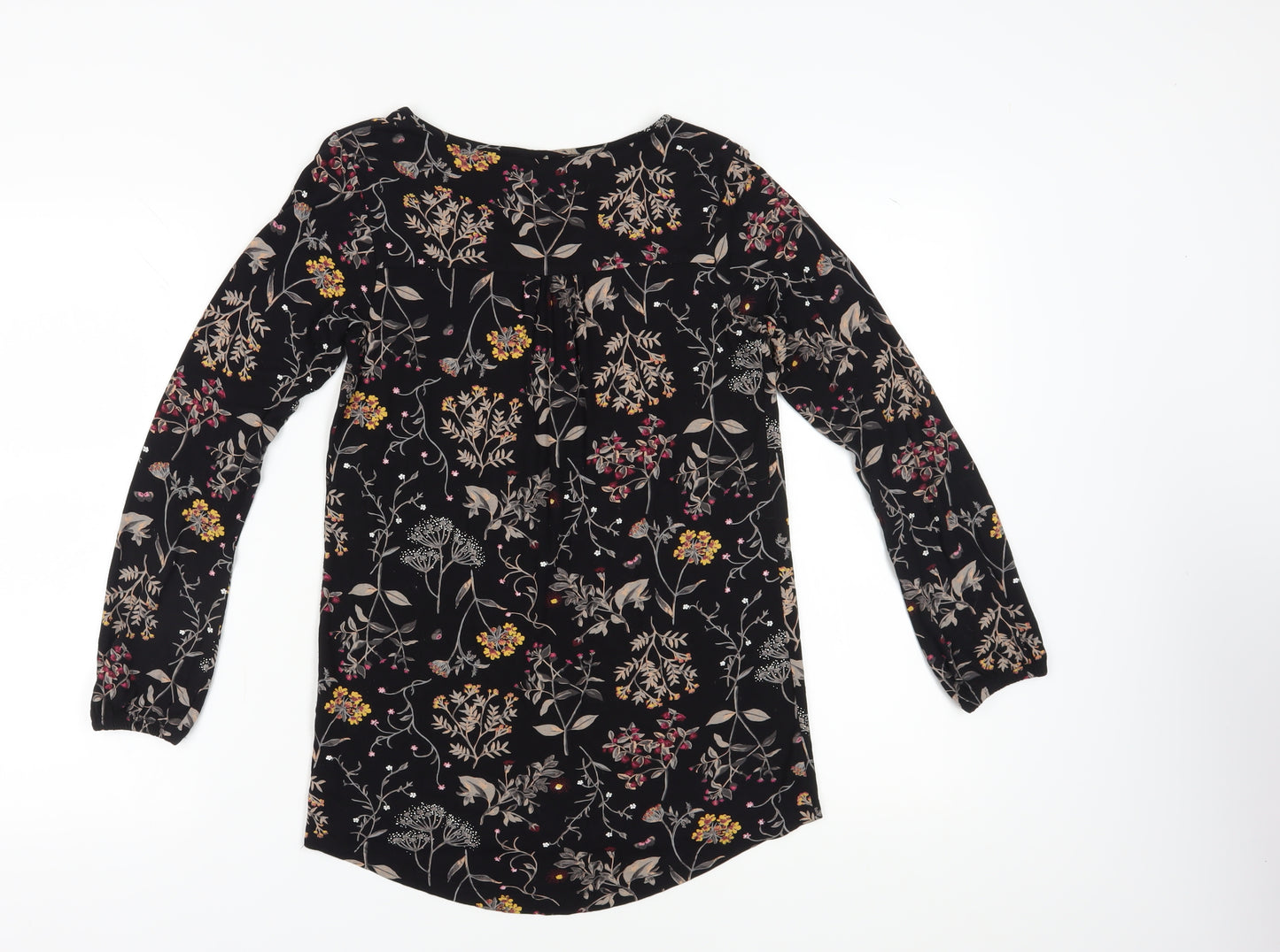 Fat Face Women's Black Floral Tunic Blouse, Size 8