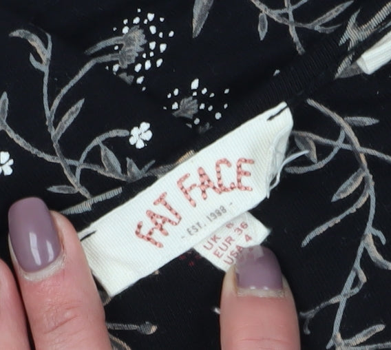 Fat Face Women's Black Floral Tunic Blouse, Size 8