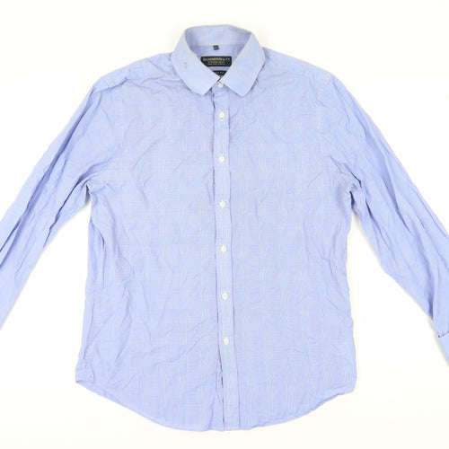 Hammond & Co. Men's Blue Check Dress Shirt 16 Regular