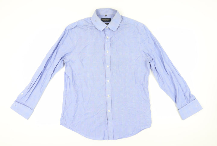 Hammond & Co. Men's Blue Check Dress Shirt 16 Regular