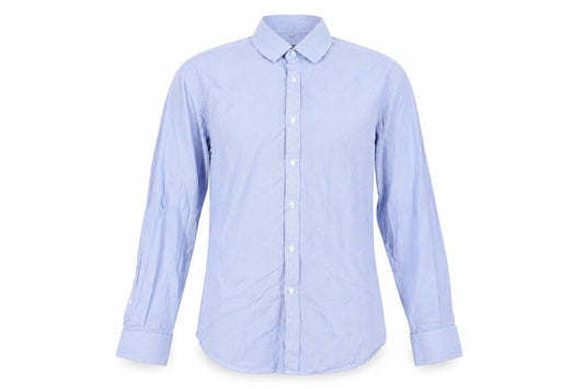Front view of Hammond & Co. Men's Blue Check Dress Shirt 16 Regular