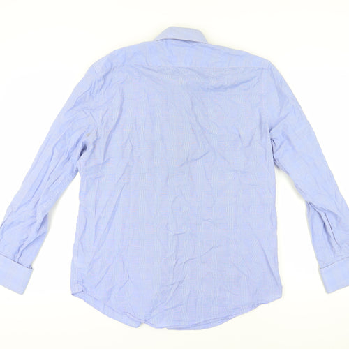 Hammond & Co. Men's Blue Check Dress Shirt 16 Regular
