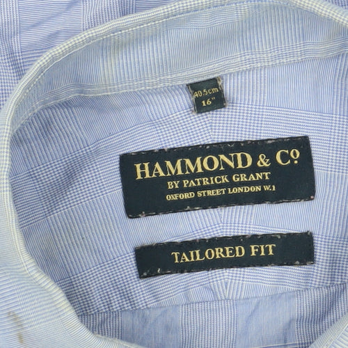 Hammond & Co. Men's Blue Check Dress Shirt 16 Regular