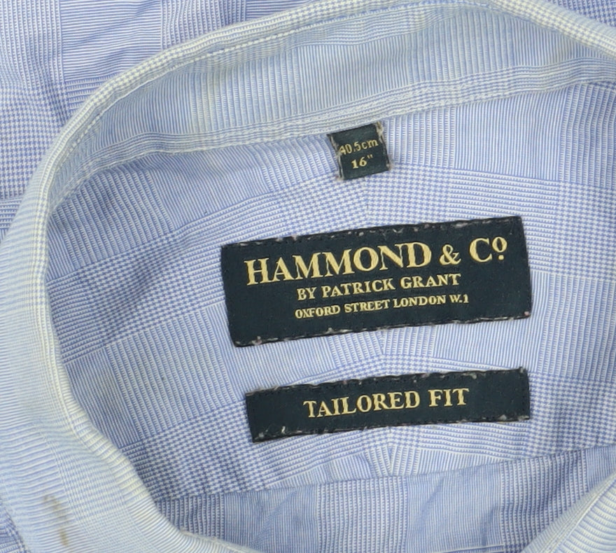 Hammond & Co. Men's Blue Check Dress Shirt 16 Regular
