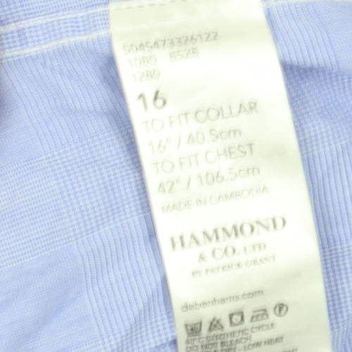 Hammond & Co. Men's Blue Check Dress Shirt 16 Regular