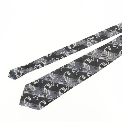 KAILONG Men's Black Silk Paisley Handmade Tie