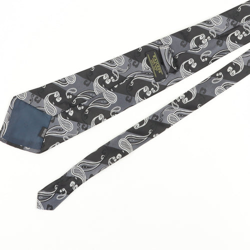 KAILONG Men's Black Silk Paisley Handmade Tie