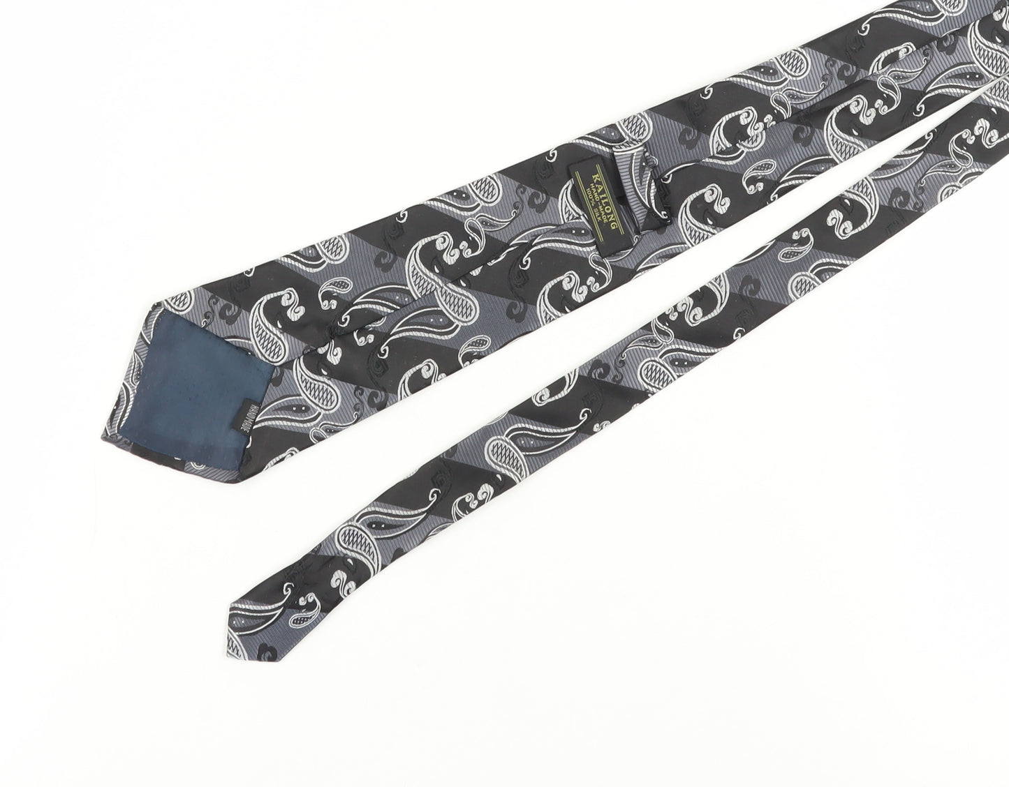 KAILONG Men's Black Silk Paisley Handmade Tie