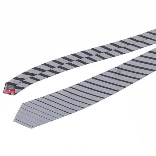 Jeff Banks Men's Silver Striped Designer Tie Silk