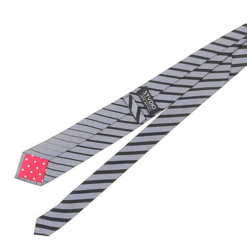 Jeff Banks Men's Silver Striped Designer Tie Silk