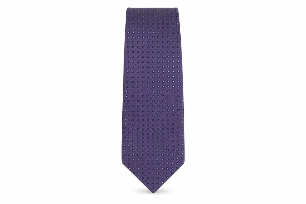 Front view of Thomas Nash Men's Purple Geometric Pointed Tie