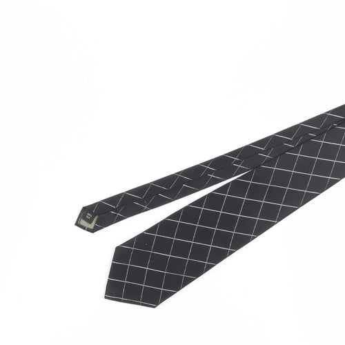 Thomas Nash Men's Black Silk Checked Designer Tie