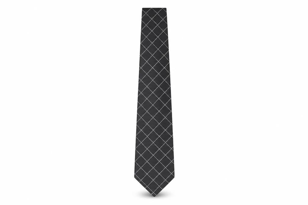 Front view of Thomas Nash Men's Black Silk Checked Designer Tie