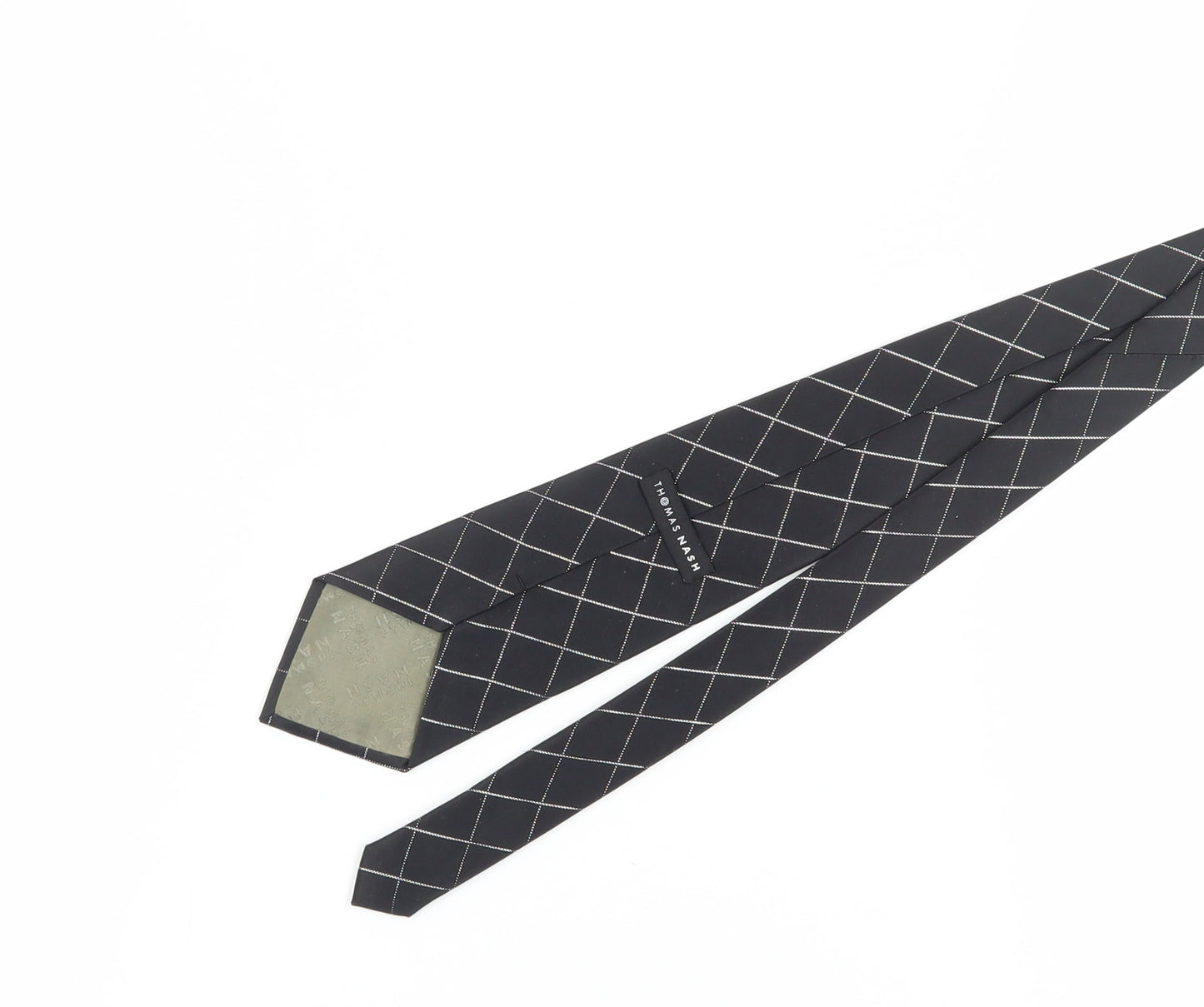 Thomas Nash Men's Black Silk Checked Designer Tie