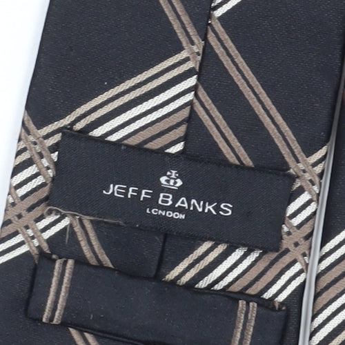 Jeff Banks Men's Black Silk Checked Tie, One Size