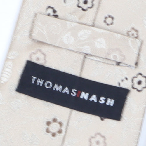 Thomas Nash Men's Beige Floral Silk Tie One Size