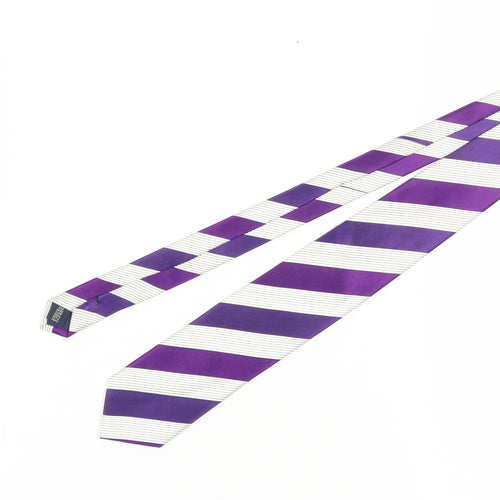 Daniel Hechter Men's Purple Striped Silk Tie One Size