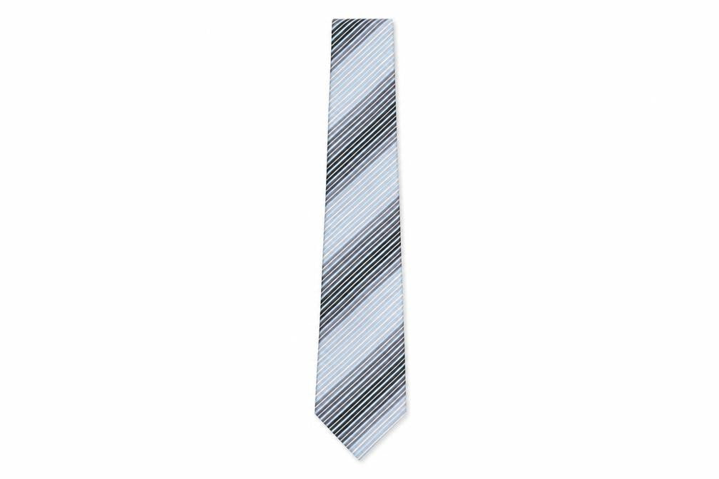 Front view of Daniel Hechter Men's Striped Blue Silk Tie