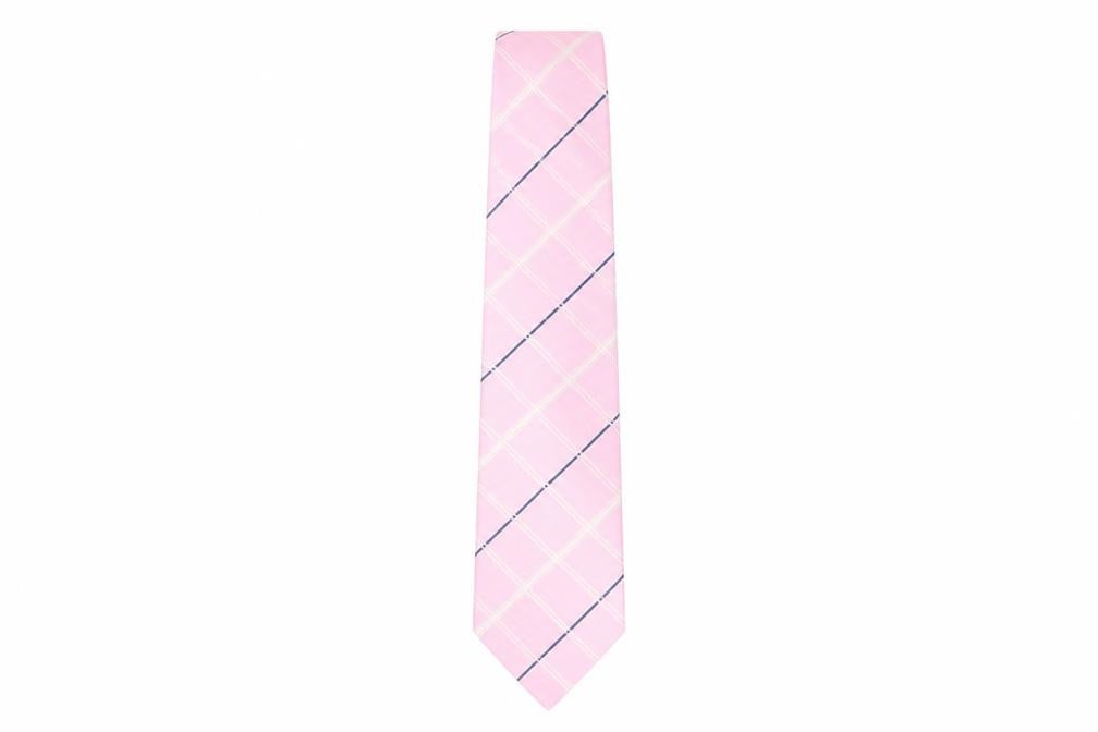 Front view of Dehavilland Pink Checked Men's Tie, One Size