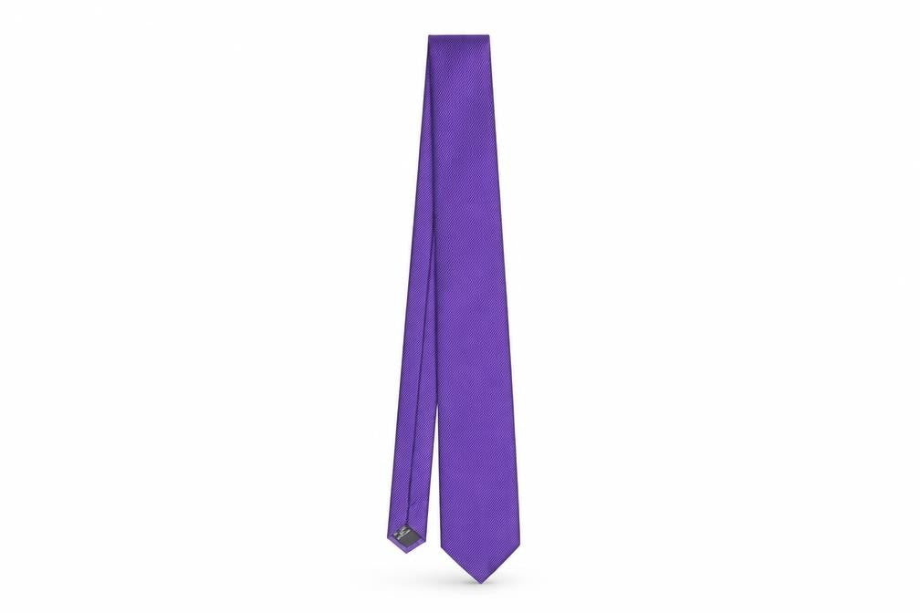 Front view of Jeff Banks Men's Purple Striped Silk Tie One Size