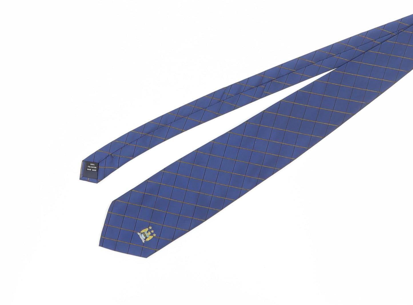 M.C.F.C. Men's Blue Plaid Logo Tie - Handmade Polyester