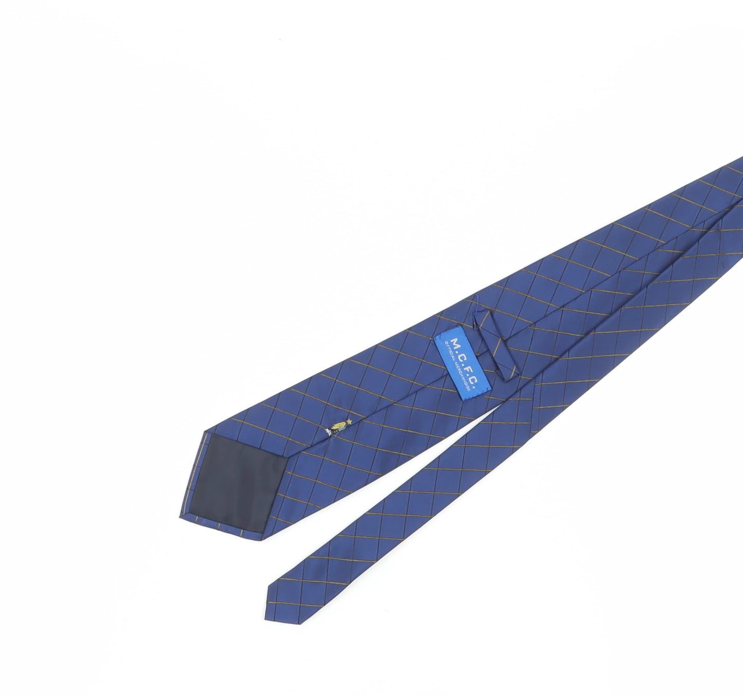 M.C.F.C. Men's Blue Plaid Logo Tie - Handmade Polyester