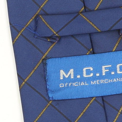 M.C.F.C. Men's Blue Plaid Logo Tie - Handmade Polyester