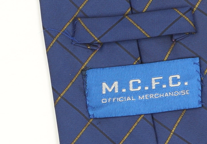 M.C.F.C. Men's Blue Plaid Logo Tie - Handmade Polyester