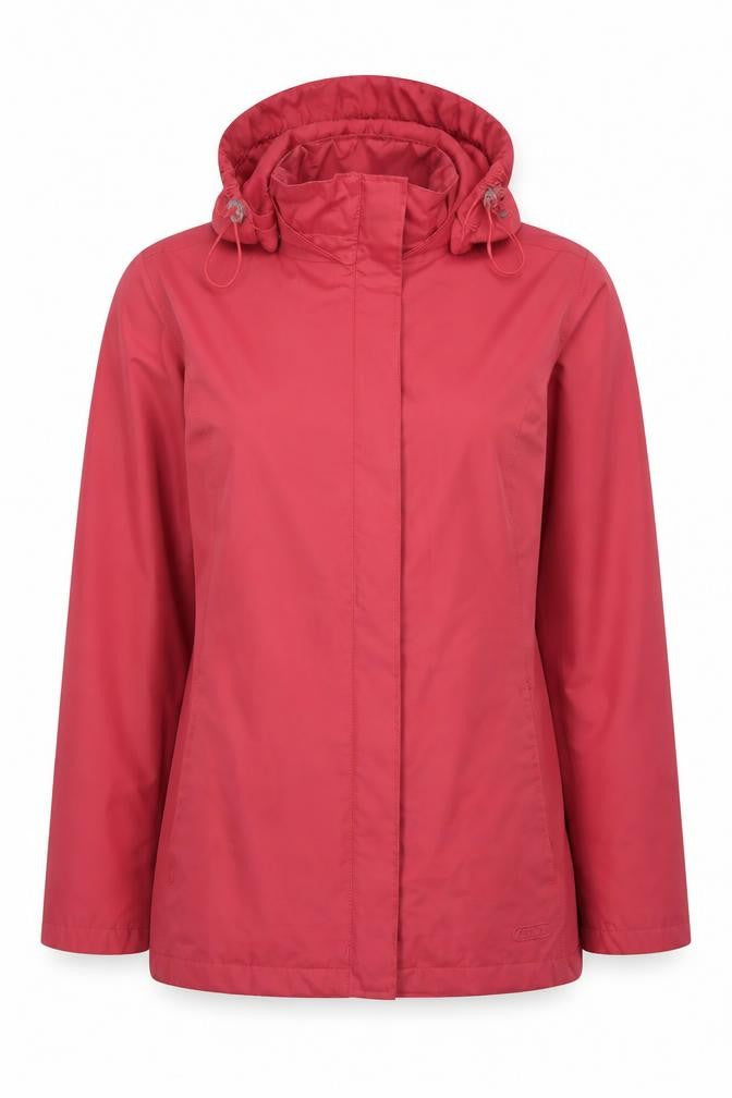 Front view of Peter Storm Women's Red Waterproof Hooded Rain Jacket 12