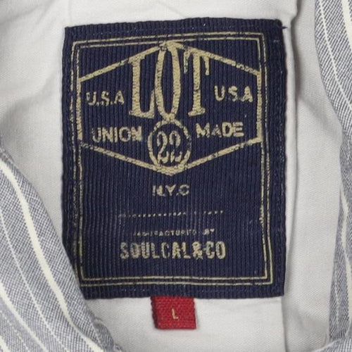 LOT 902 Men's Grey Striped Button-Up Shirt L