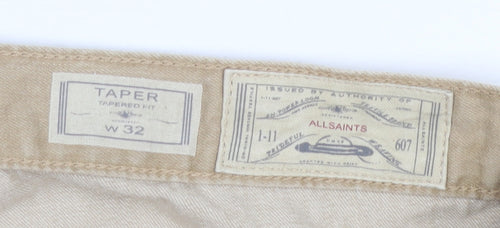 AllSaints Men's Beige Chino Trousers W32 Tapered Casual