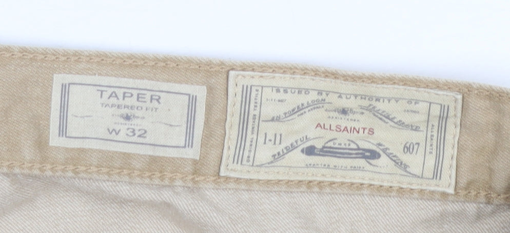 AllSaints Men's Beige Chino Trousers W32 Tapered Casual