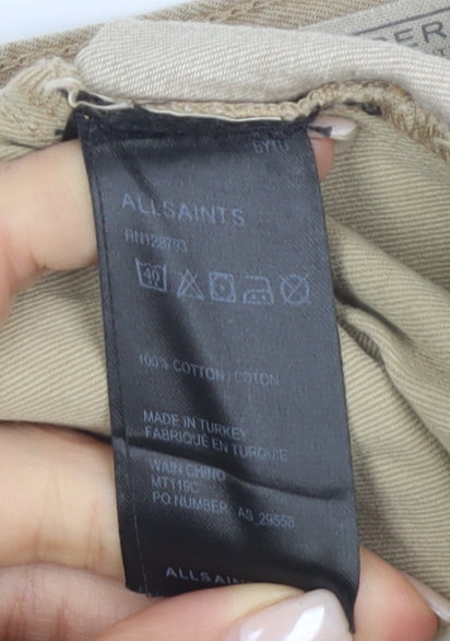 AllSaints Men's Beige Chino Trousers W32 Tapered Casual