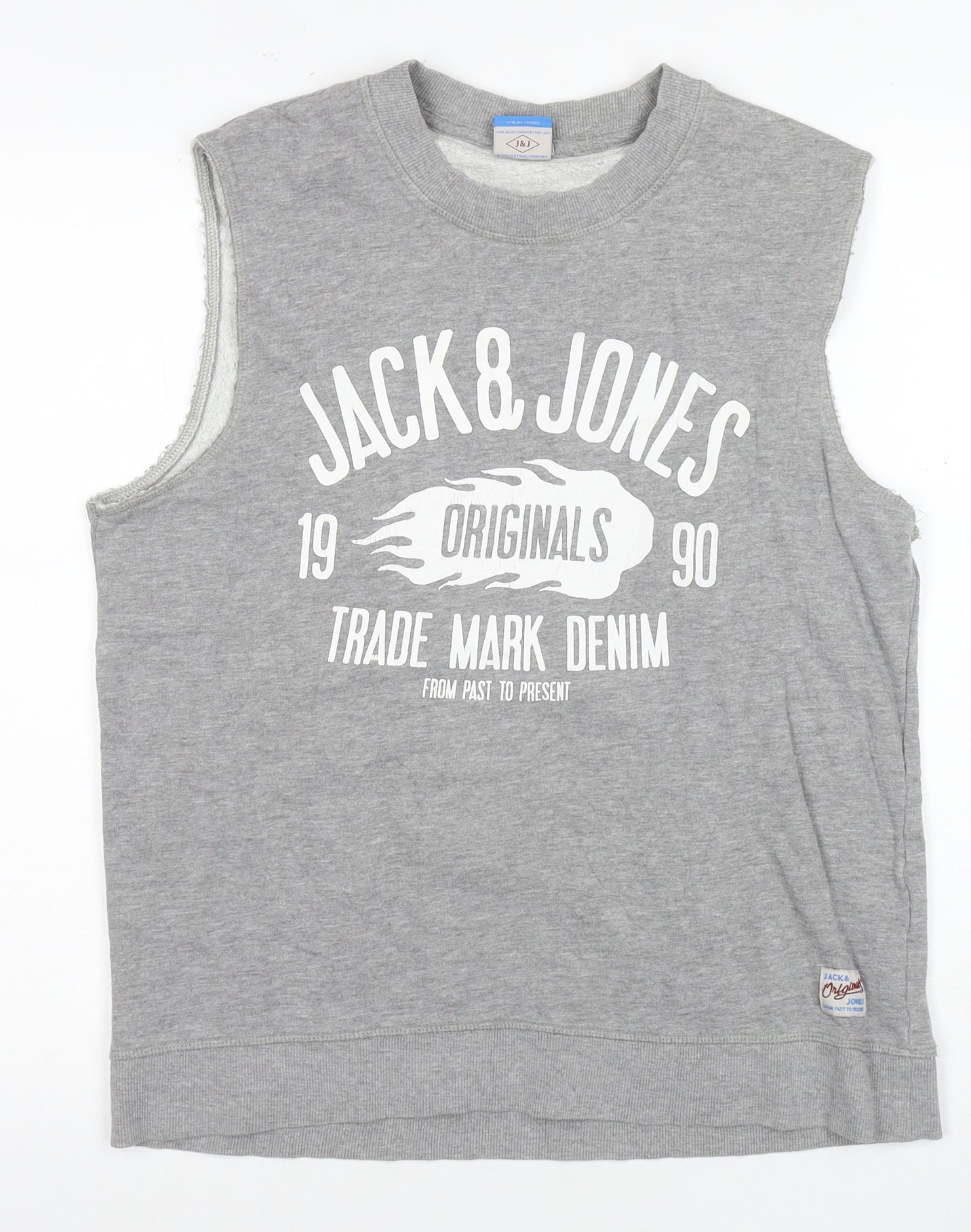 Jack & Jones Grey Sleeveless Crew Neck T-Shirt M