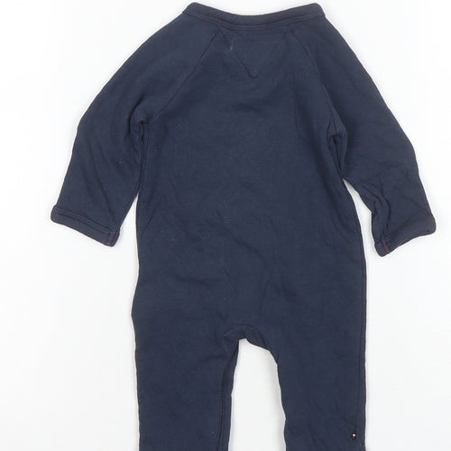 Tommy Hilfiger Unisex Blue Babygrow 0-3 Months, Logo Snap Comfort