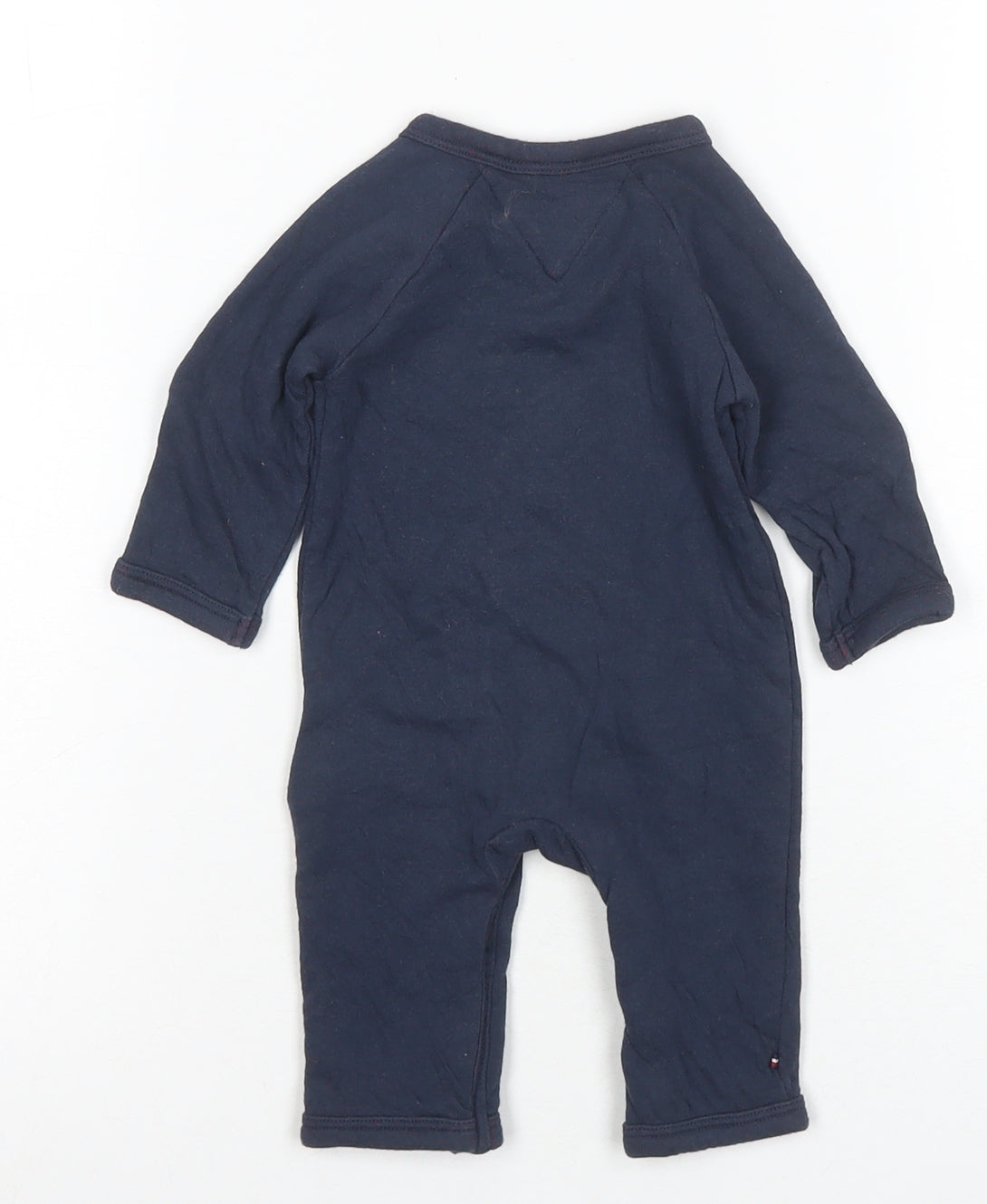 Tommy Hilfiger Unisex Blue Babygrow 0-3 Months, Logo Snap Comfort