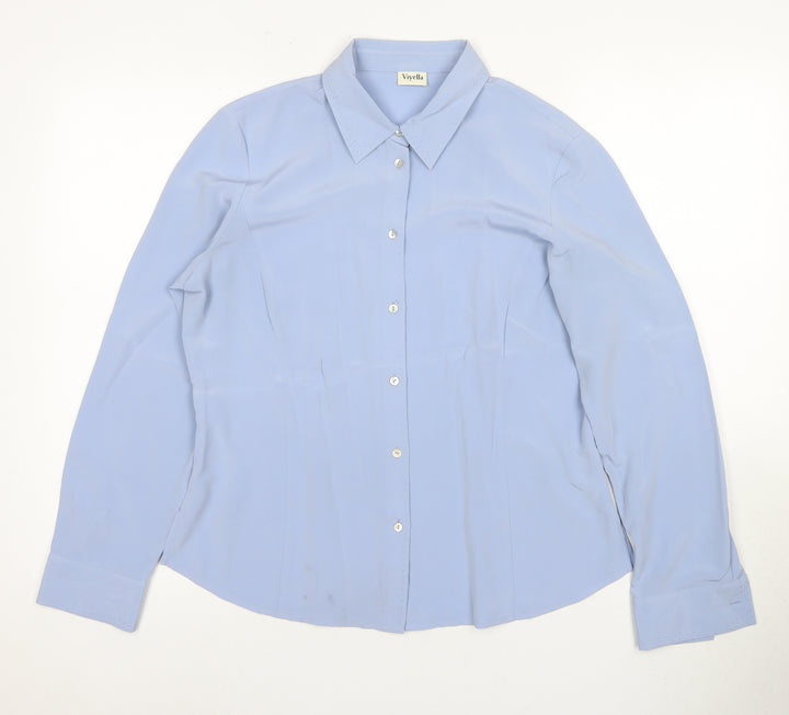 Viyella Women's Blue Button-Up Shirt UK 12