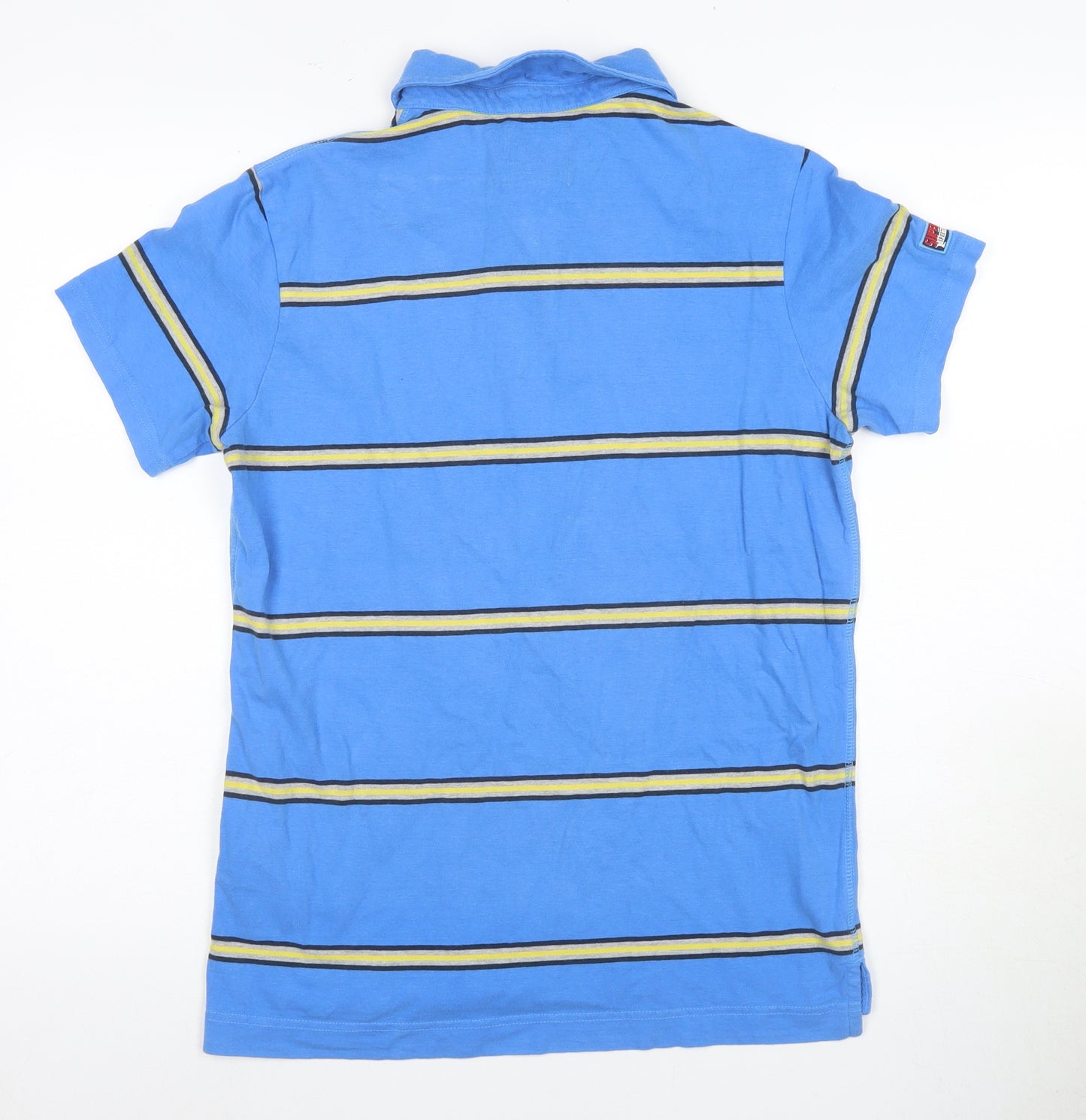 Superdry Men's Blue Striped Polo Shirt Medium
