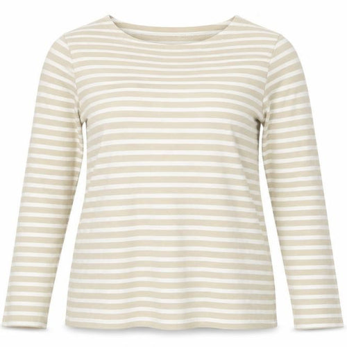 Laura Ashley Women's Beige Striped T-Shirt, Small, Petite