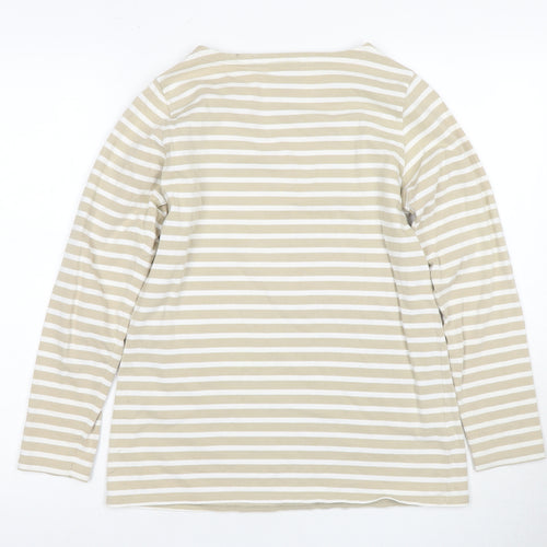 Laura Ashley Women's Beige Striped T-Shirt, Small, Petite