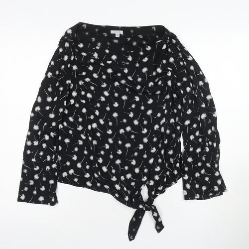 Jigsaw Women's Black Floral Blouse, UK 6, Boat Neck