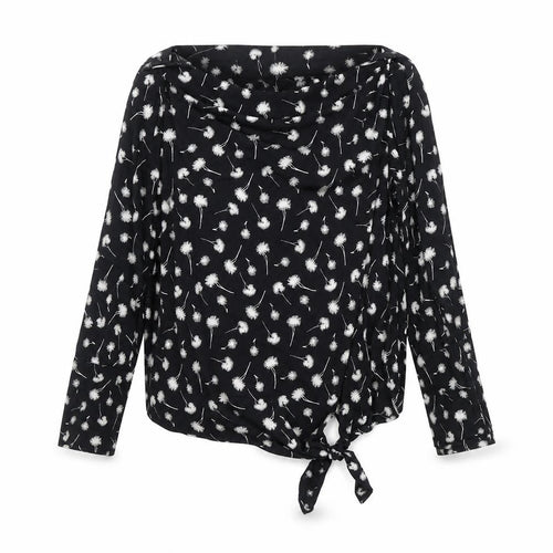 Jigsaw Women's Black Floral Blouse, UK 6, Boat Neck