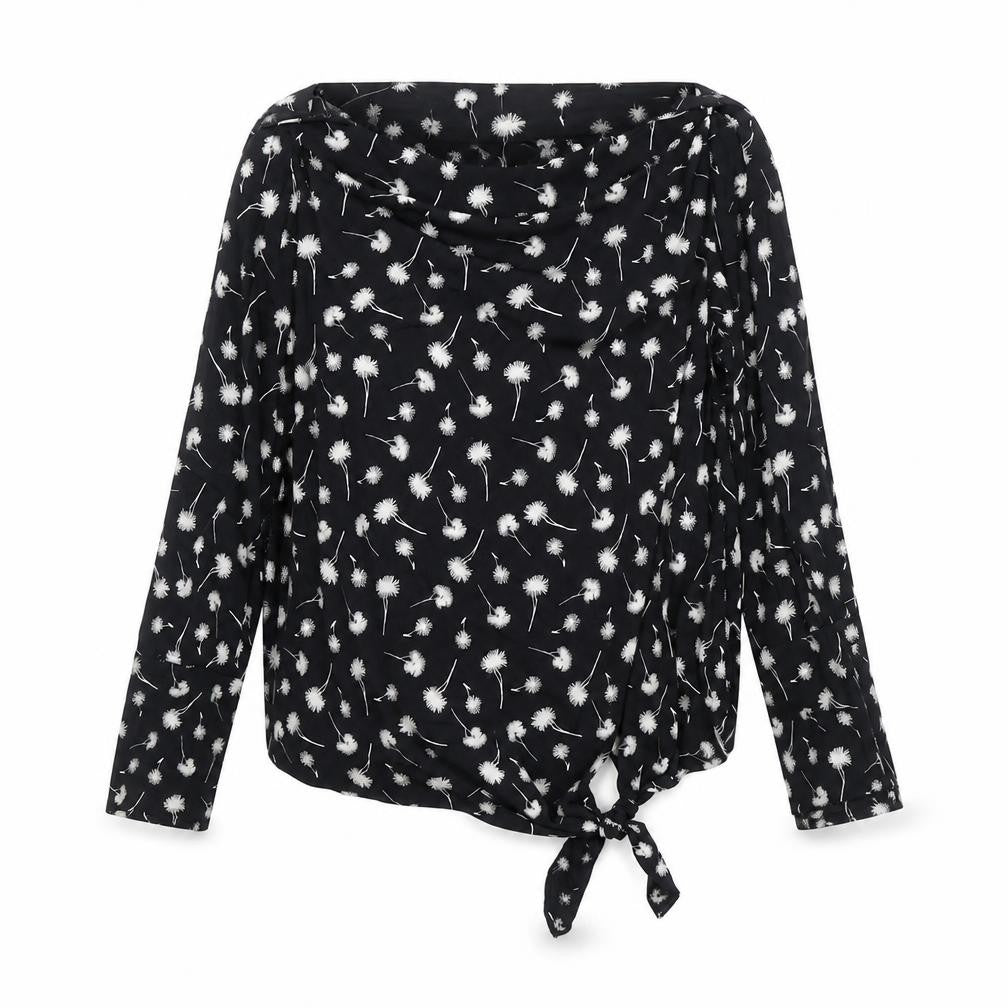 Jigsaw Women's Black Floral Blouse, UK 6, Boat Neck