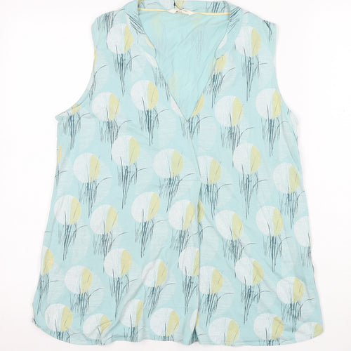 White Stuff Women's Blue Sleeveless Geometric Blouse