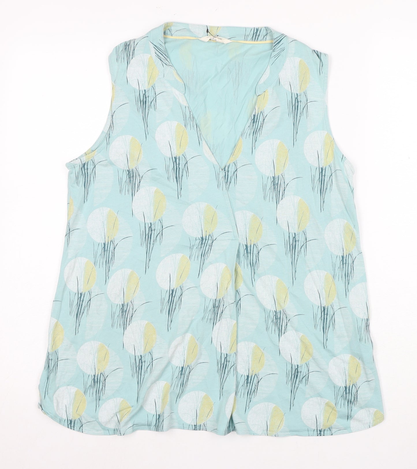 White Stuff Women's Blue Sleeveless Geometric Blouse